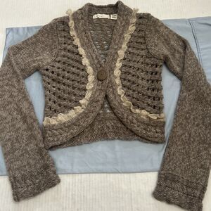 Anthropologie Sleeping on Snow Mohair Alpaca Blend Cardigan Sweater Sz S